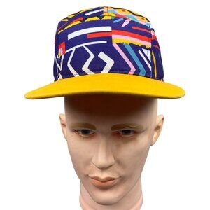 Vintage City Hunter USA 5-Panel Adjustable Hat Abstract Multicolor Yellow Brim